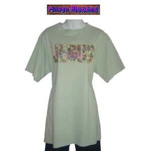 Vintage 90's Jesus Tee Unisex Spell Out Green Floral Daisy Religious Christian L